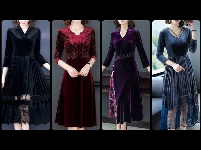 Fascinating & Feminine Party Wear Midi Velvet Evening Gown Dresses
