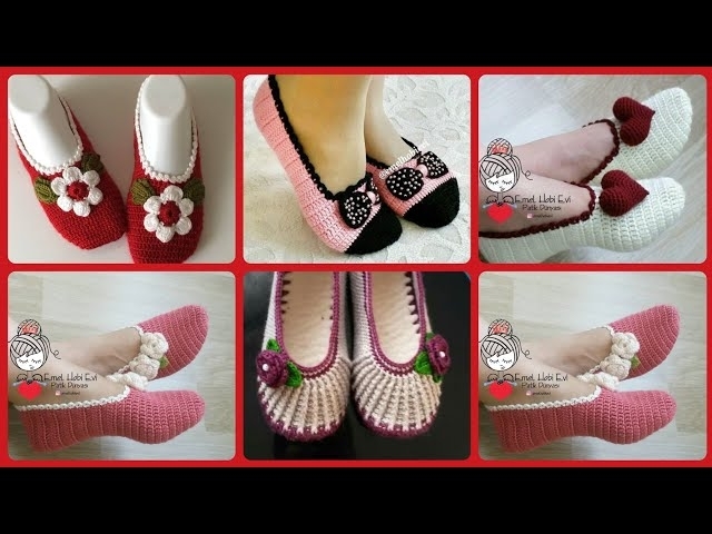 Top Stylish Latest Collection Of Crocheted Round Toe Hand Made Shoes Foot Warmer Winter Footwear