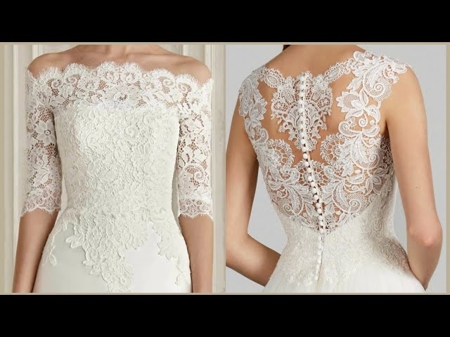 timeless classical vintage hollow out French Broderie embroidered lace bodies bridal wedding dres...