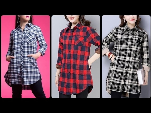 Top Class Stylish And Trendy Designer Casual Wear Cotton Check Print Tunic Top Design