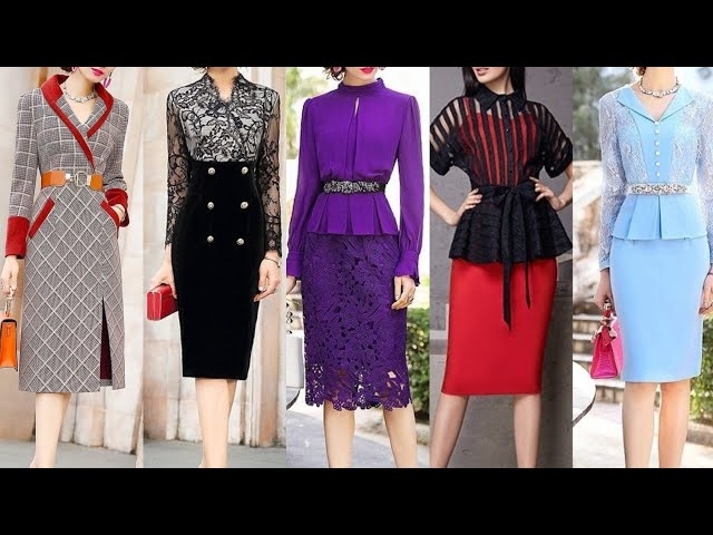 most popular western designr two peace straight pencil skirt with shirts blouse and coats designs