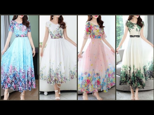New Style's Women's Floral Print Chiffon Maxi Dress Design 2021