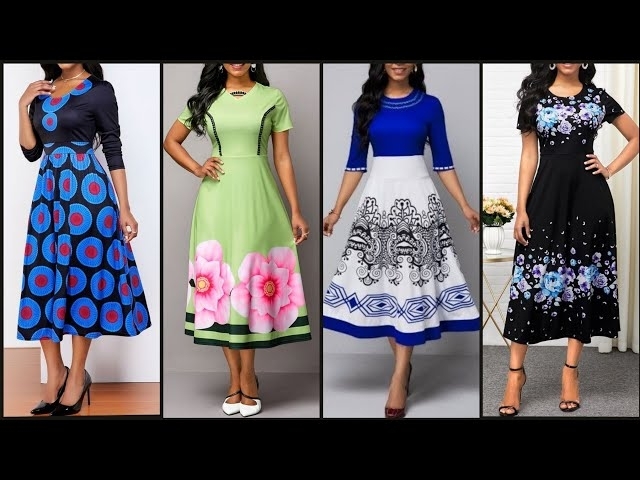 Most Attractive Stylish And Trendy Designer Printed Aline Maxi Dress Design 2021