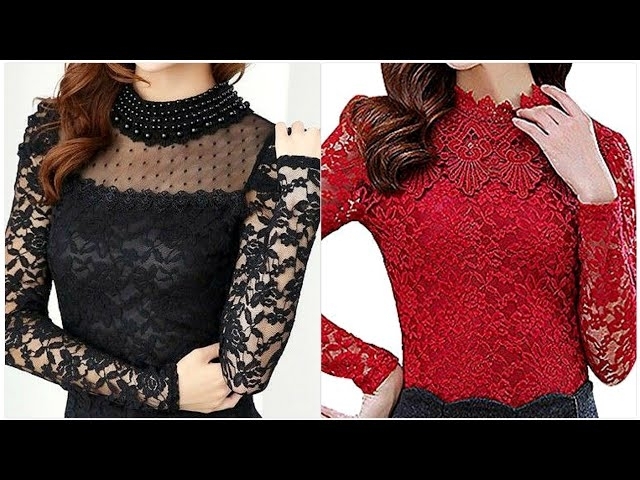 Most beautiful & luxury daily office wear creative style formal Lace Top designs/lace blouses des...