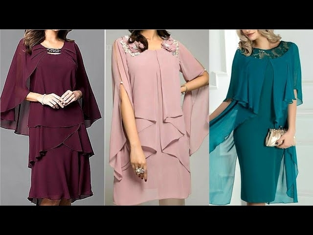 Top of the fashion ultra modern spring summer chiffon midi ruffle layer Top dresses collection 20...
