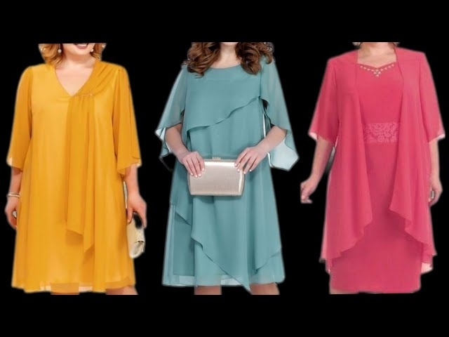 Plus Size Women Plain Chiffon Caplets Shrugs Dress/Layers Style Sheath Dress Designs 2022-23