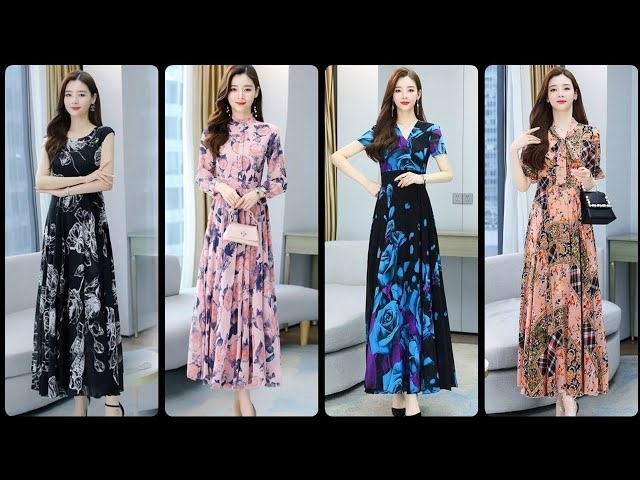 Stylistic & Fashionable Printed Chiffon Maxi Dresses 2023