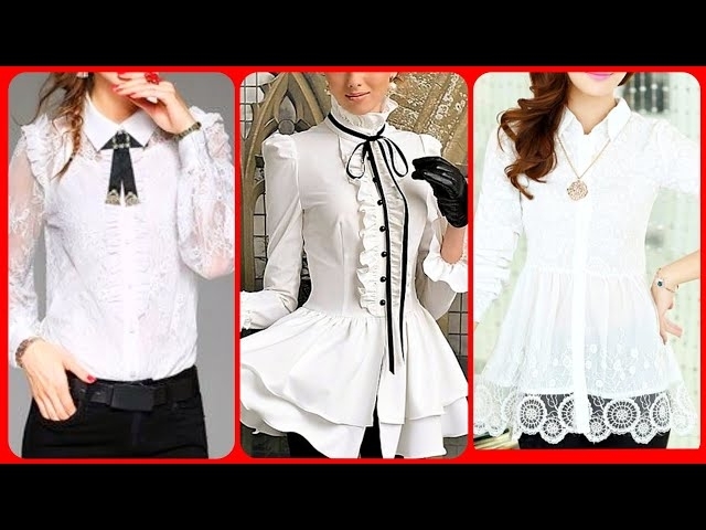 British look western style white professional tunic tops blouses Shirts designs2023