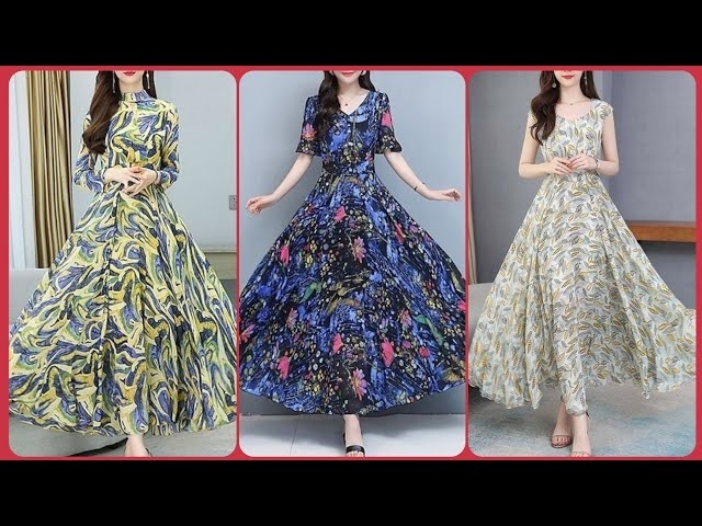 Gorgeous And Fabulous Stylish Floral Print Chiffon Maxi Dresses Collection
