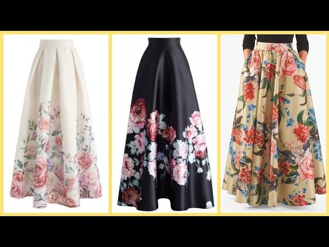 Top Stunningly Gorgeous Casual Wear Floral Print Satin Long Skirts 2k21 Designs