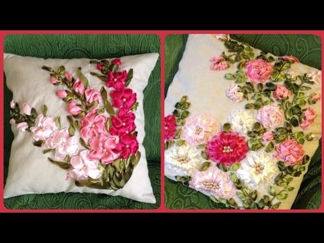 Latest And Stylish Ribbon Work Cushions Covers And Pillows Covers HandMade Embroidery Patterns