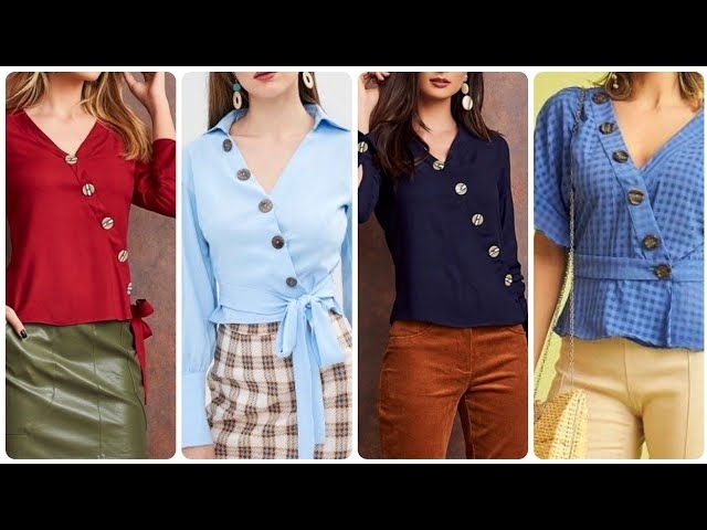 Top & Trendy daily routine women's blouses/shirts designs with button designing 2021