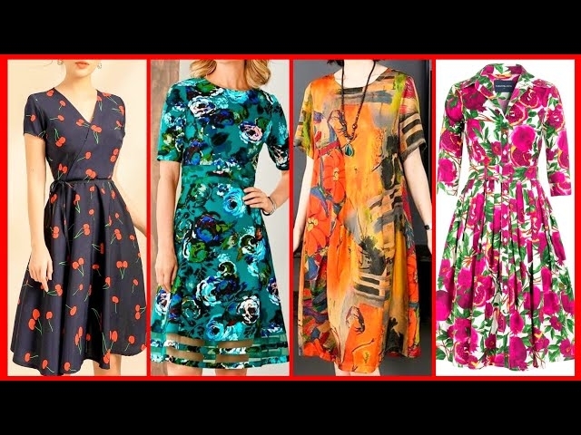 Top Trending And Stylish Ladies Printed A-lin Skirter Dresses Summer Dresses