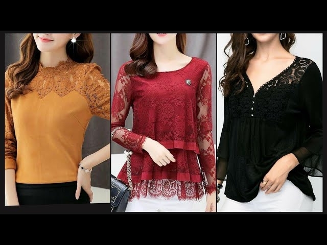 Stunning Semi Formal Floral Sheer Lace Top & Blouse Designs For Women