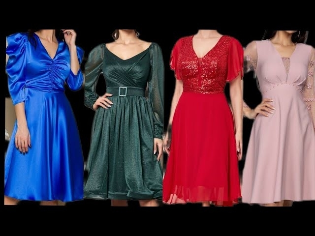 Top Classy Plus Size Women Plain Chiffon Cocktail Dress/Evening Dress/Short Midi Dress /Frocks id...