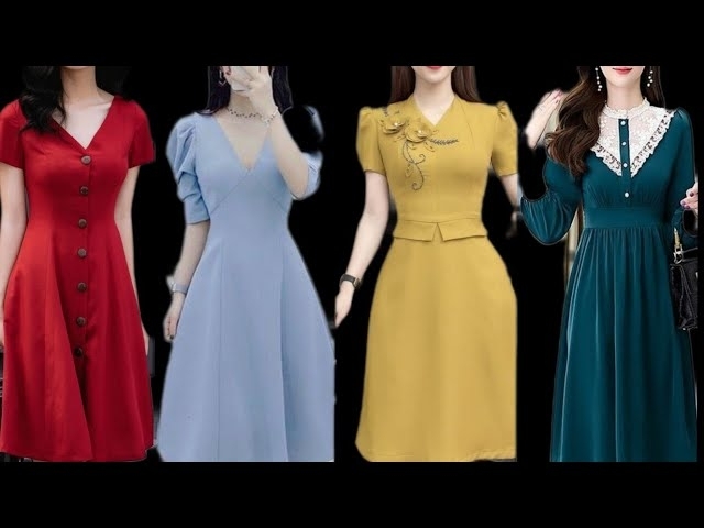 Most Elegant Work Women Daily Wear Plain Cotton Paneled A-line Dress/Midi Dress/Casual Dress 2k23