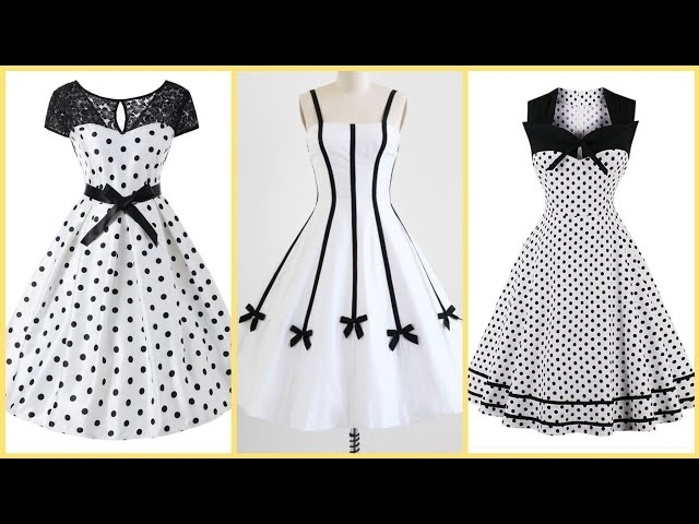 Vip Upcoming A line Black and White Polka Dot Casual wear Dresses For Girls