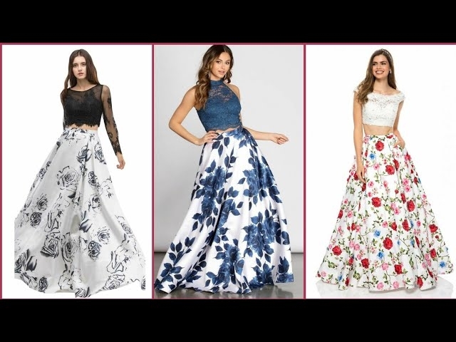 Gorgeous And Beautiful Flowers Print Silk /Satin 2Pc Prom Dresses/Evening Gown Dresses