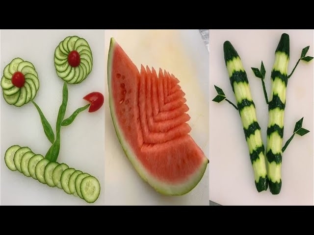 23 easy ways to cut watermelon and cucumber garnish! Good fruit cutting tips . Super Chef