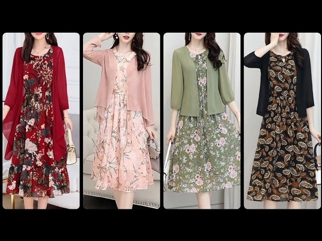 Most Stylish & Stunning Floral Print Fashionable Midi Skater Dresses With Jackets & Cardigan