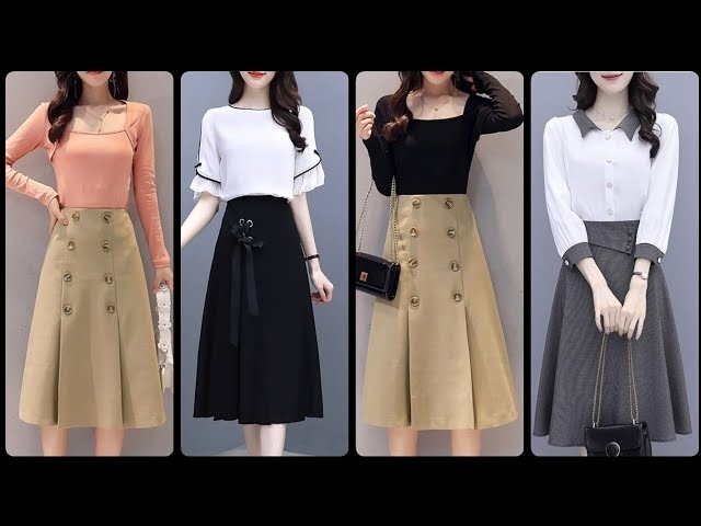 Simple Stylish And Trendy Designer Casual Office Wear Midi A-line Skirts Dresses For Girls