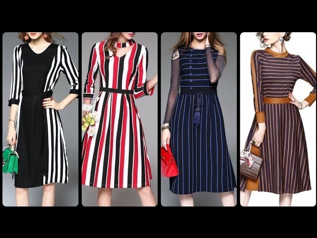 Delightful & Gorgeous Stripe Print Midi Skater Dresses