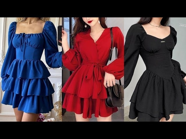 Stylish And Stunning Party Wear solid color skater Dress Designs For Women 2023