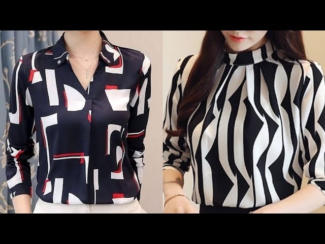 Top 50+ most attractive and affordable print chiffon ruffle blouse/shirts/Tops design Casual&Offi...