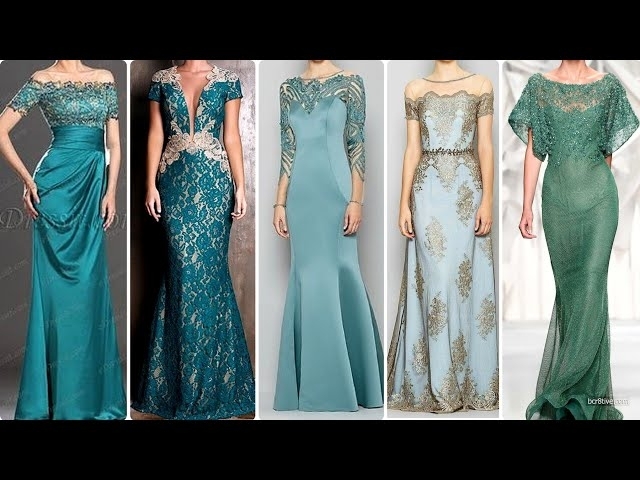 Most stylish & fabulous Satin Georgette Lace Patch work long maxi style evening bell Gown dresses