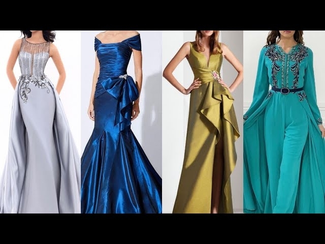 Designer Luxury Alencon Lace Sequin Embellished Evening Gown Neck & Bodice Designs