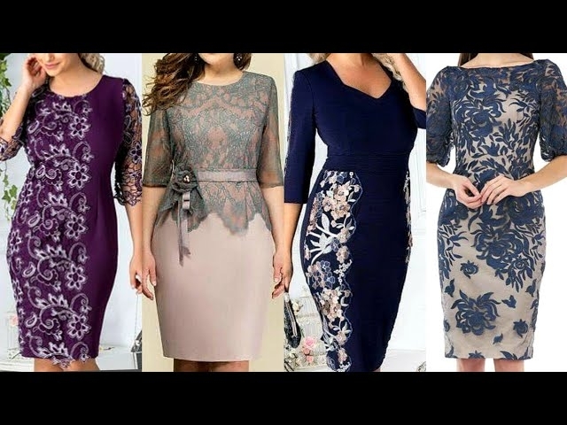 Most popular fashion 2023 plus size lace patchwork sheath/column formal dresses