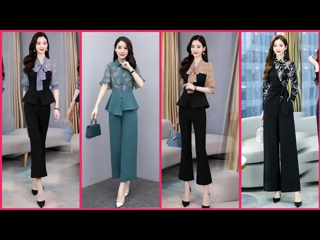 Cute And Awesome Office Wear Wide Leg Pant Suit's Dresses