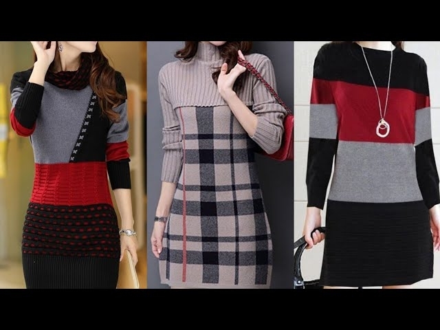Long Sleeve Casual Shift Sweater Dress Designs 2023