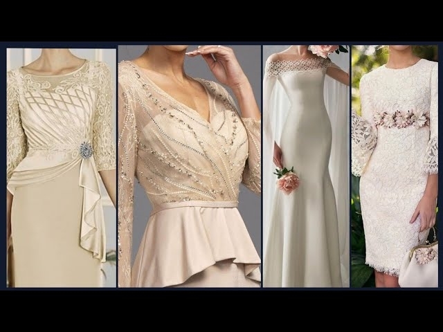 Women's Elegant Chiffon bridal look V-neck Evening Dress//Floral Beaded Peplum office wear Gown 2...