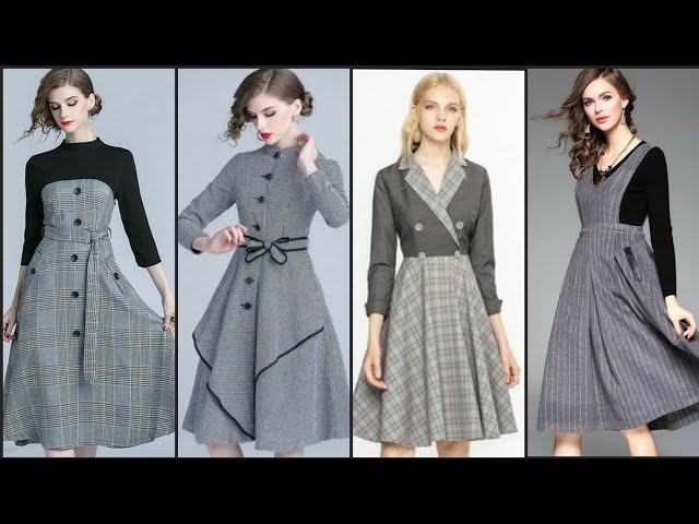 Top Classy Stylish And Trendy Gray Shades Aline/Skater Dresses Collection