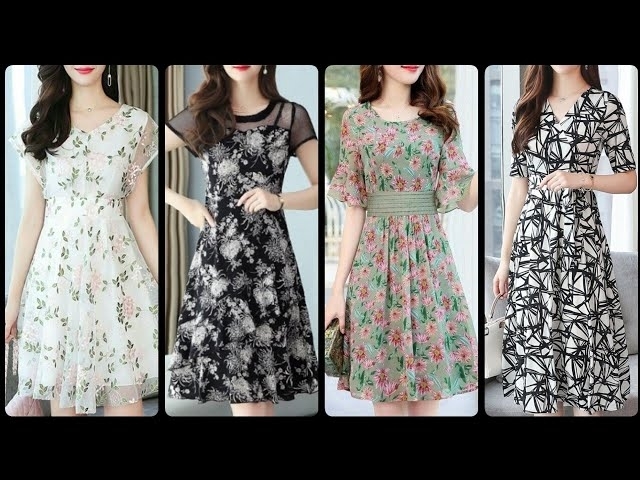 Outclass And Trendy Designer Printed Casual Wear Midi A-line Dresses