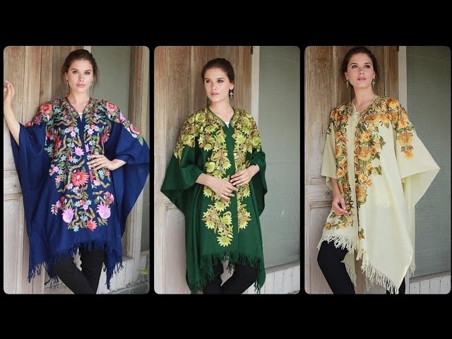 Today's Running And Trending Stylish Kashmiri & Ari Work Embroidery Poncho/Cape Shwal Design