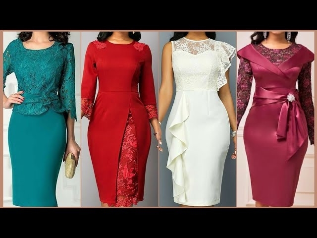 Designer Top Stylish Formal Lace Slimfit Bodycon Dresses For Evening Occasions