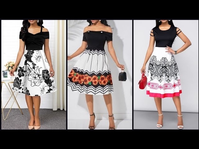Latest And Beautiful Printed Midi Skater Dresses For Girls