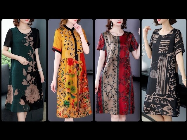 Most Stylish Stunning & Elegant Printed Silk Midi Shift Dresses 2023