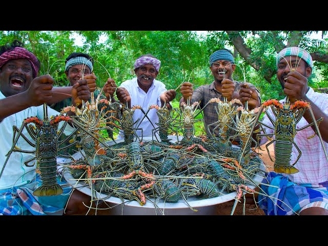BIG LOBSTER | 50 KG Lobster Fry Cooking and Eating In Village | Lobster Recipes with Indian Masal...