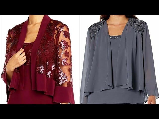 on trendy & amazing vintage style fancy shrug & caplets chiffon double shirts mother of the bride