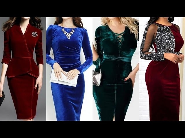 Delicate & Modern Plain Valvet Plus Size Women Tunic Midi Bodycon Dress 2023