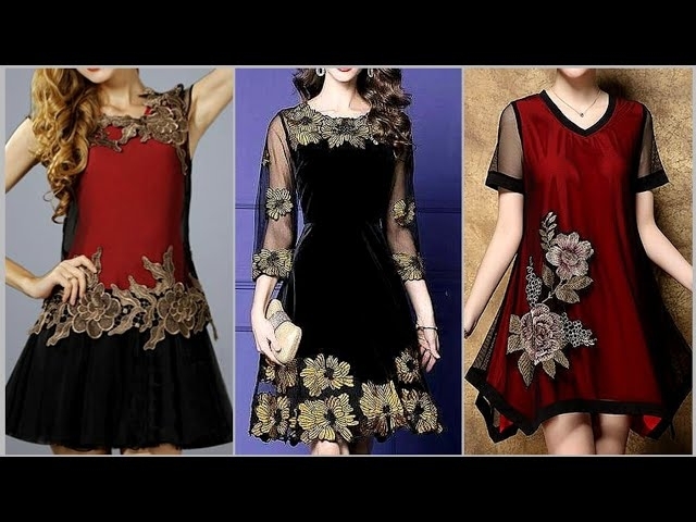 Unique & classical vintage hollow out French Broderie embroidered lace patch work party wear dres...