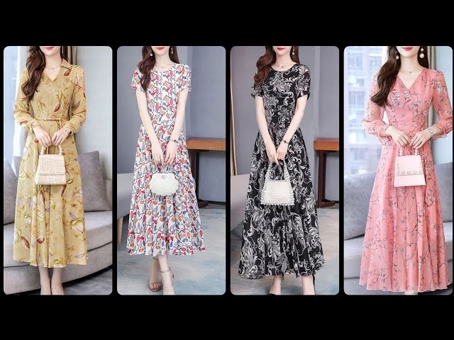 Glamorous & Fascinating Printed Chiffon Maxi Dresses