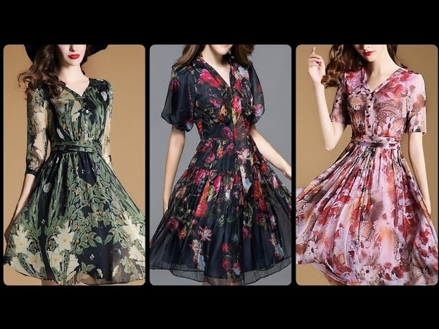 Ultra Pretty Stylish & Gorgeous Floral Print Party Wear Midi Skater Dresses