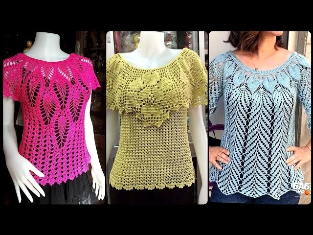 Embellished & marvelous fancy cotton yarn summer single stitch crochet blouses & Girls Top design...
