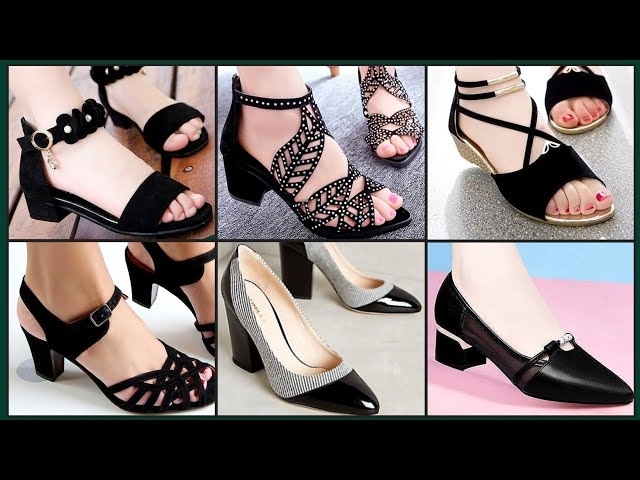 stylish strip strap summer genuine Leather open toe mid heeled sandals designs for women